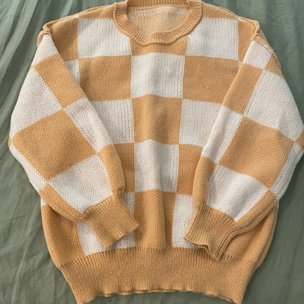 Checkered Knit Sweater - Medium